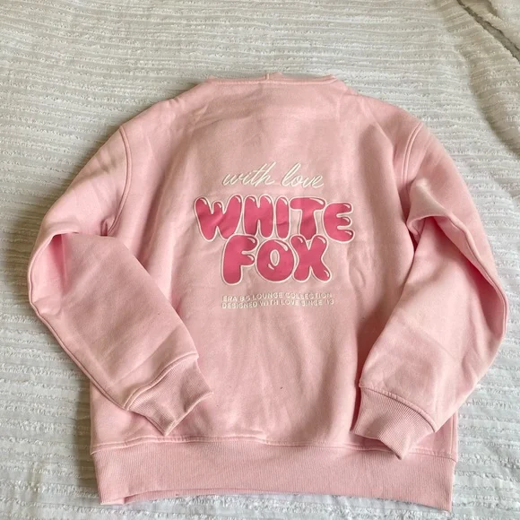 White Fox With Love Always Oversized Hoodie Baby Pink - Picture 3 of 8